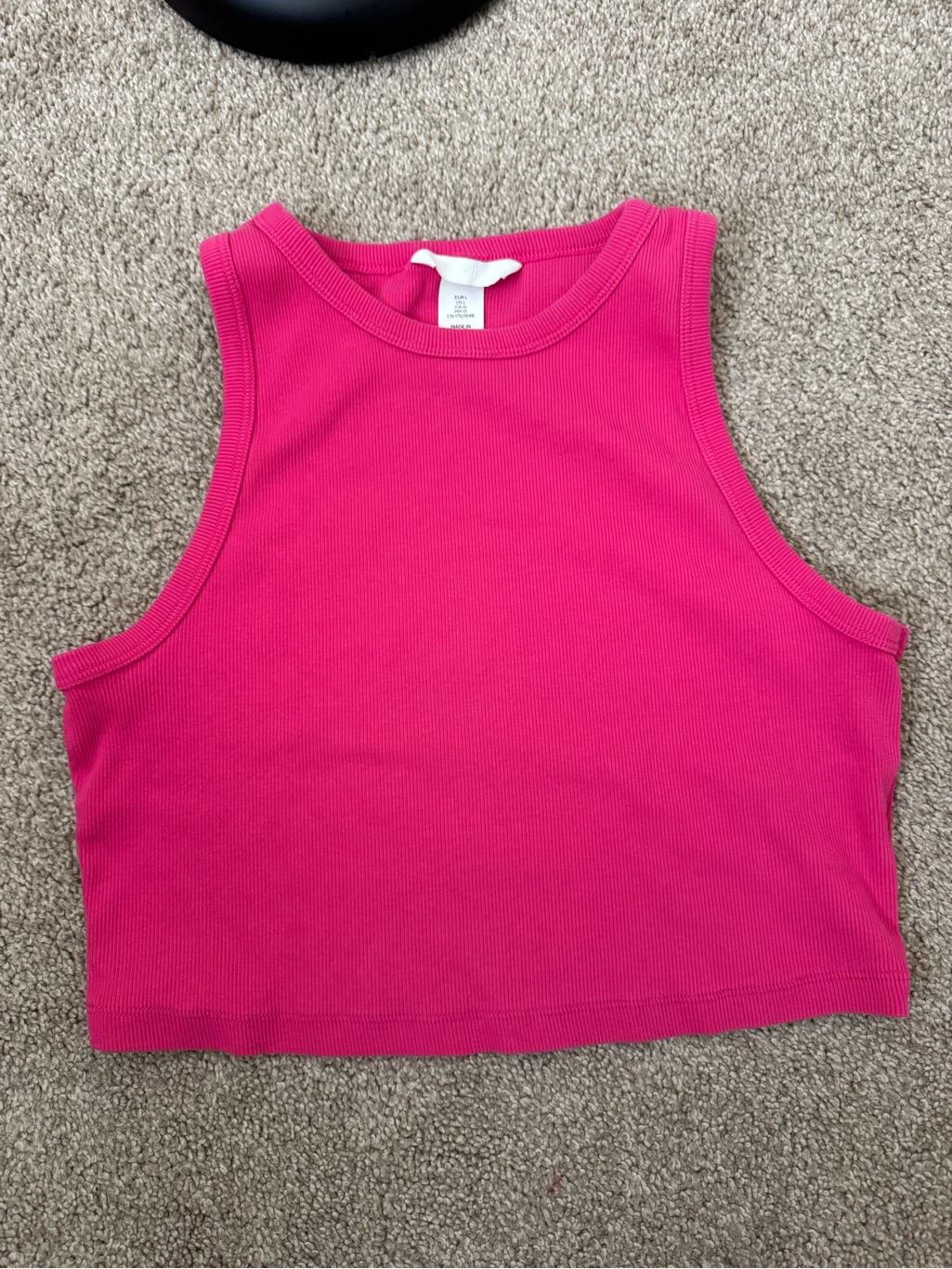 H&M Ribbed Crop Tank Top - Fuchsia Pink